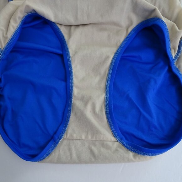 Merona Blue Ruched Halter One Piece Swimsuit Women Size M Padded FLAW - Picture 9 of 13